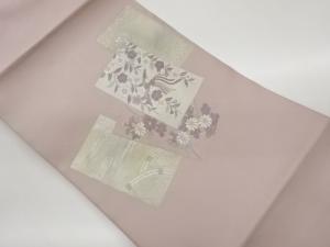 短冊に流水・鳳凰・花々模様織出し名古屋帯